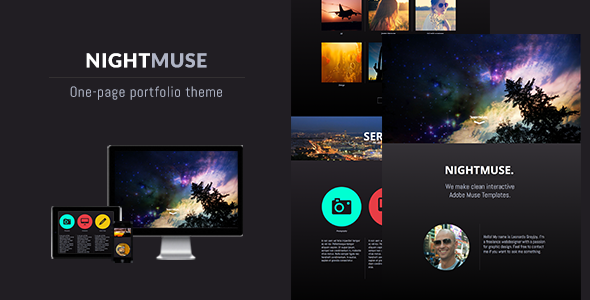 Nightmuse - One Page Portfolio Muse Theme - Creative Muse Templates