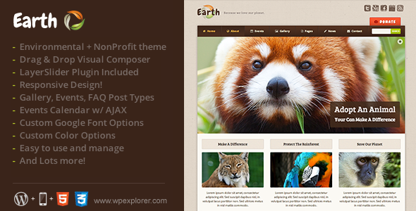 Earth - Eco/Environmental NonProfit WordPress Theme - Environmental Nonprofit