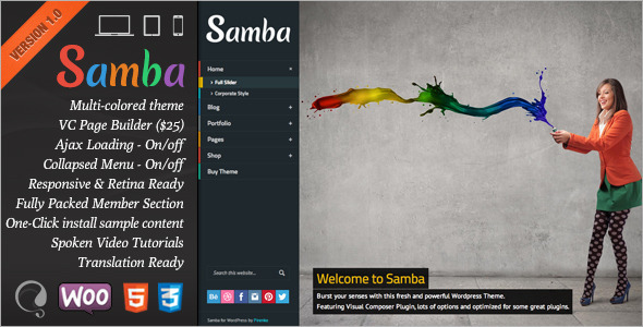 Samba - Colored WordPress Theme - Creative WordPress