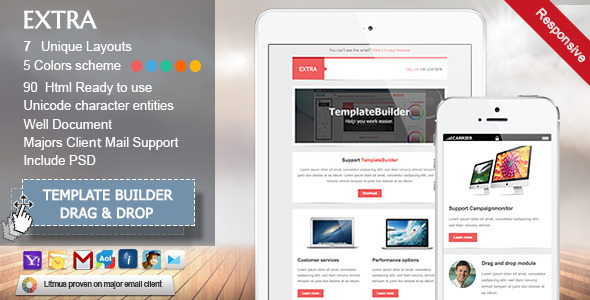 Extra - Responsive E-mail Template - Newsletters Email Templates