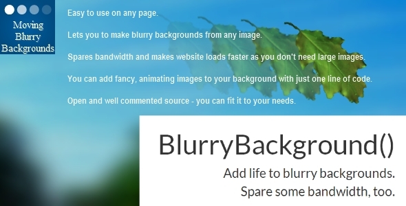 Moving Blurry Background for JavaScript and jQuery - CodeCanyon Item for Sale