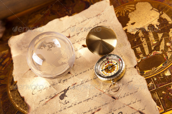 Compass, treasure map and travel!