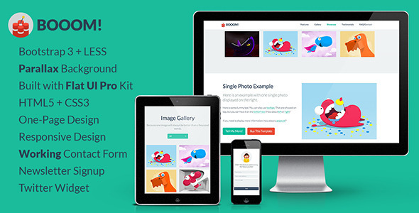 Booom! - One-Page Flat UI Pro Bootstrap 3 Template - Landing Pages Marketing