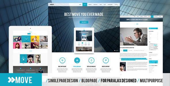 Move | Parallax One Page PSD Template - Corporate PSD Templates
