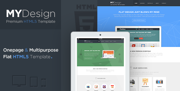 MYDesign - Onepage Multipurpose Flat HTML Template - Corporate Site Templates