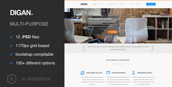 Digan - Multi-Purpose PSD Template - Business Corporate
