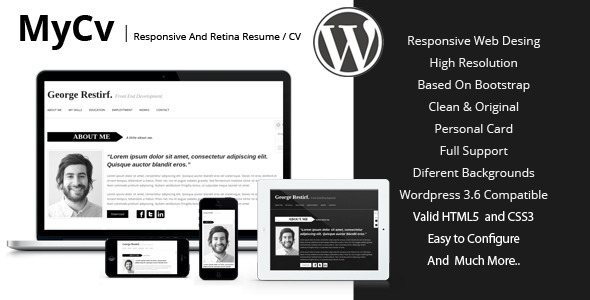 My Cv - Responsive And Retina WordPress theme / CV - Personal Blog / Magazine