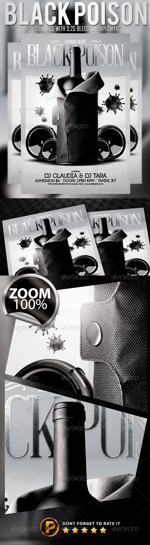 Black Poison Flyer Template (Clubs & Parties)