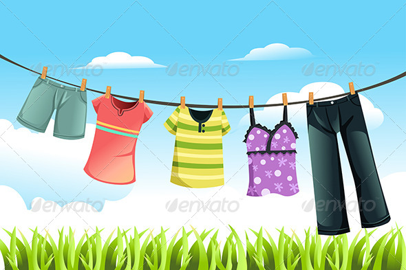 clipart of clothes hanging on a line - photo #48
