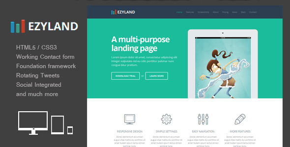 Ezyland - Responsive multipurpose landing page - Landing Pages Marketing