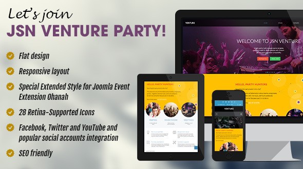 JSN Venture - Responsive Joomla Event Template - Events Entertainment