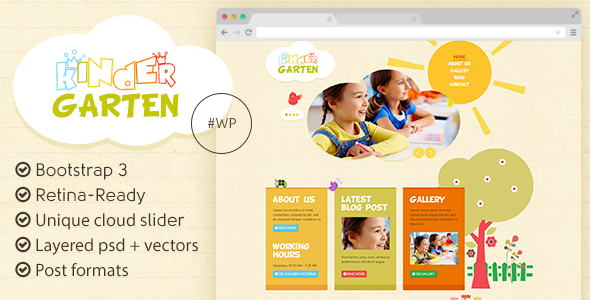 Kindergarten - Bootstrap 3 WordPress Theme - Children Retail