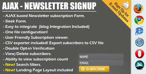AJAX Newsletter Signup with Admin and CSV Exporter