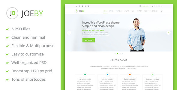 JoeBy – One Page Business PSD Template