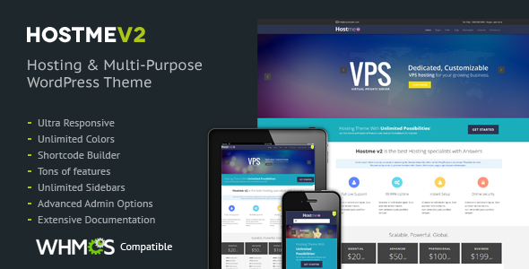 Hostme v2 Responsive WordPress Theme - Hosting Technology