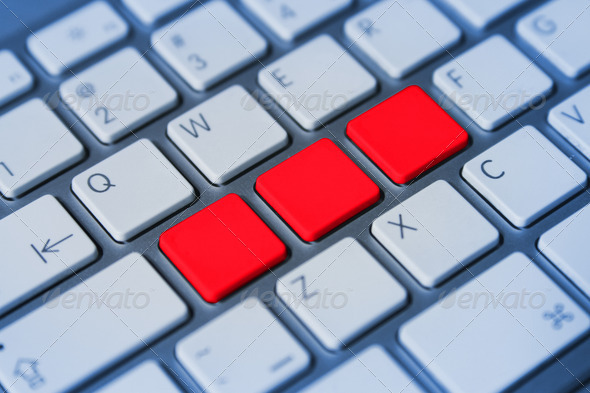 Computer keyboard with blank red keys