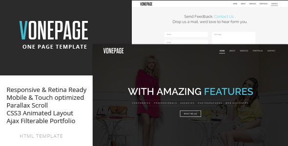 vOnePage Parallax HTML Tempalte - Corporate Site Templates