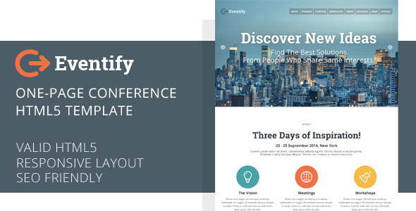 Eventify One Page Conference HTML5 Template