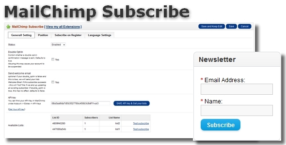 MailChimp Subscribe (Integration) for OpenCart