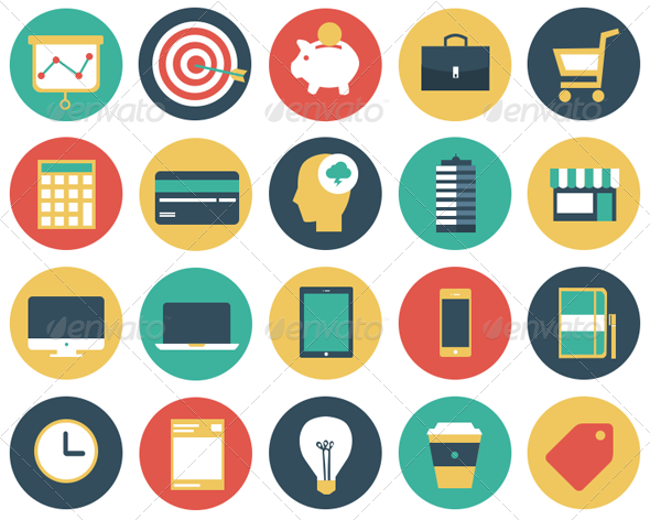 Flat Modern Business Vector Icon Set (Business)