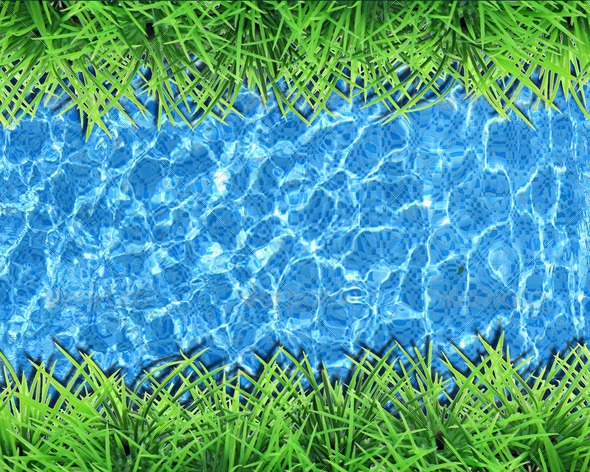 swiming pool with grass frame