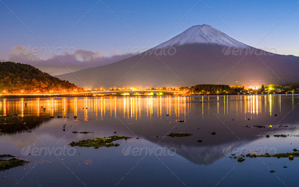Mt. Fuji at dusk.