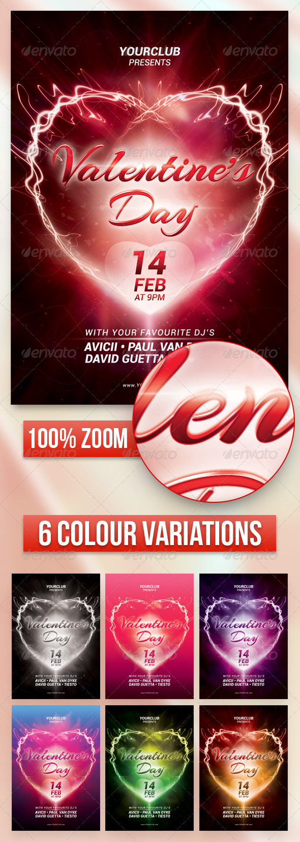 A5 Valentine's Day Party Flyer / Poster 7 in 1 (Events)