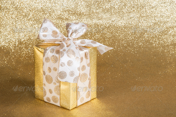 Golden Gift Wrapped Present