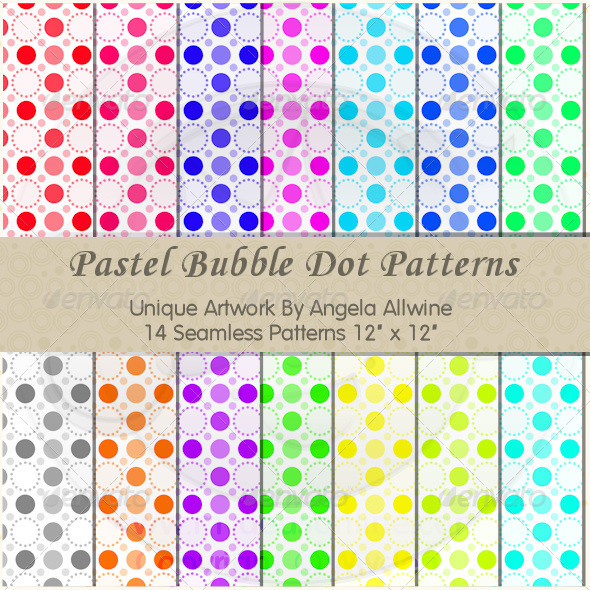 Pastel Bubble Dots Pattern Set - Patterns Backgrounds