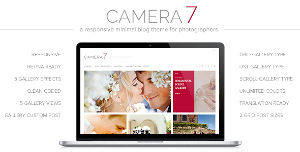 Camera 7 - Minimal Photography WordPress Theme - Photography Creative