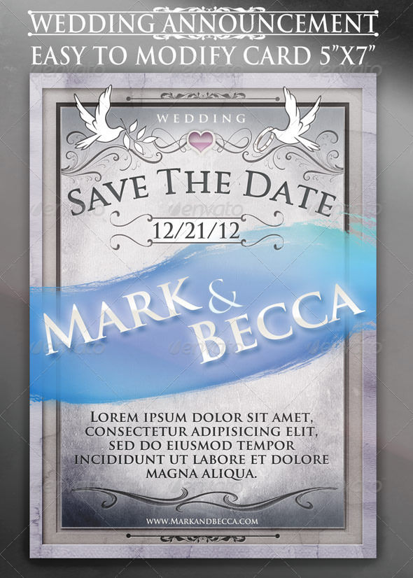 Wedding Announcement Card Template GraphicRiver Item for Sale