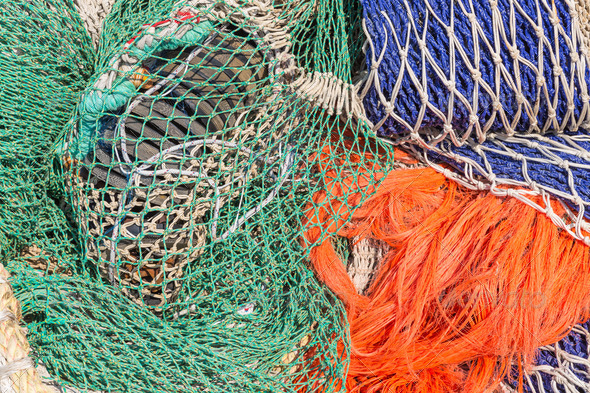 Background of colorful fishing nets