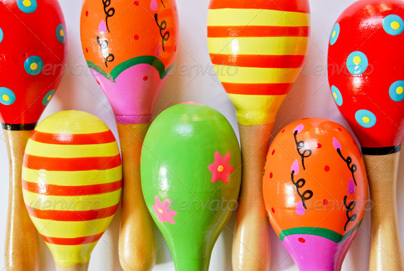 colorful wooden toy maracas