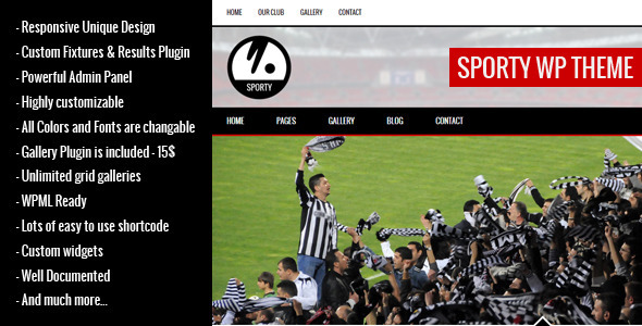 SPORTY-Responsive WordPress Theme for Sport Clubs - Nonprofit WordPress