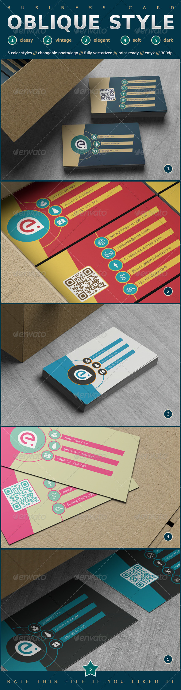 Oblique Style Business Card - Creative Business Cards