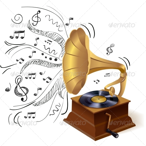 Music Doodle Gramophone (Retro)