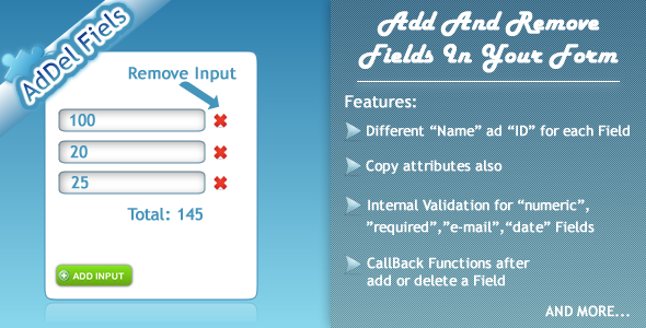 JQuery AdDelFields - CodeCanyon Item for Sale