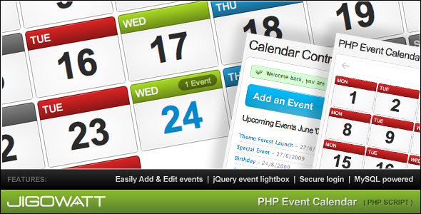 Календарь событий PHP - CodeCanyon Предмет для продажи