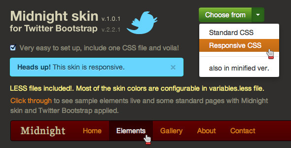 Midnight - responsive skin for Twitter Bootstrap - CodeCanyon Item for Sale