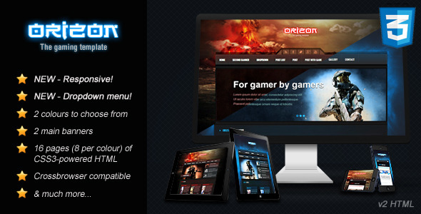 Orizon - The Gaming Template HTML version - Technology Site Templates
