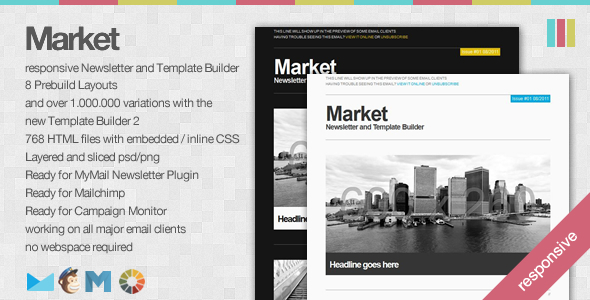 Market - Responsive Newsletter with Template Builder  - Newsletters Email Templates