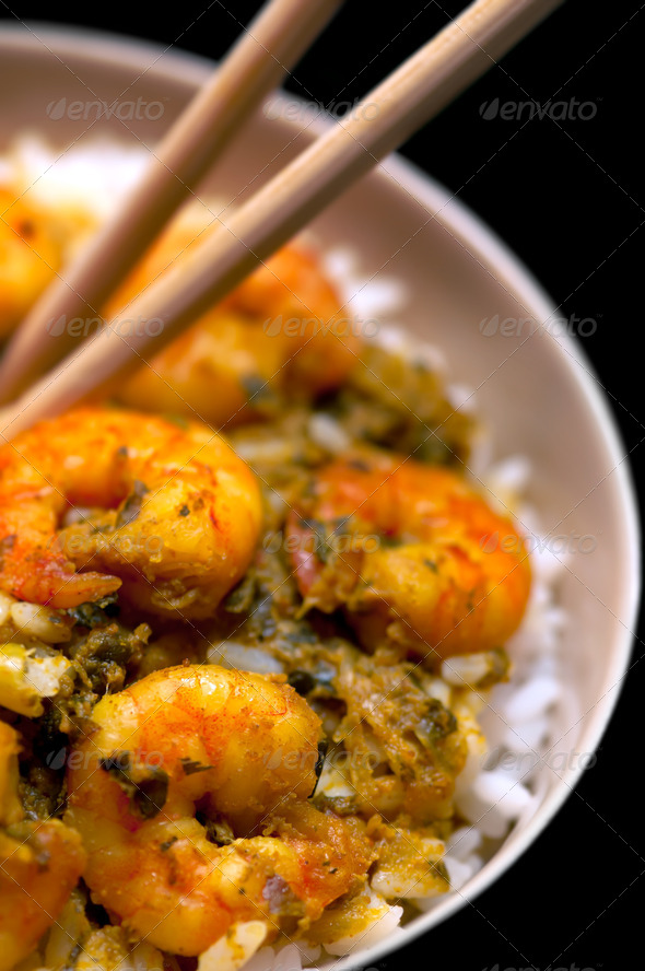 Curry Prawns with Rice