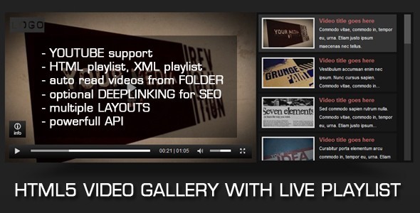 HTML5 Video Gallery with Live Playlist - CodeCanyon Item for Sale
