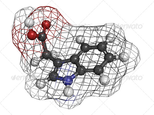 Auxin (indole-3-acetic acid, IAA) plant growth hormone, molecula