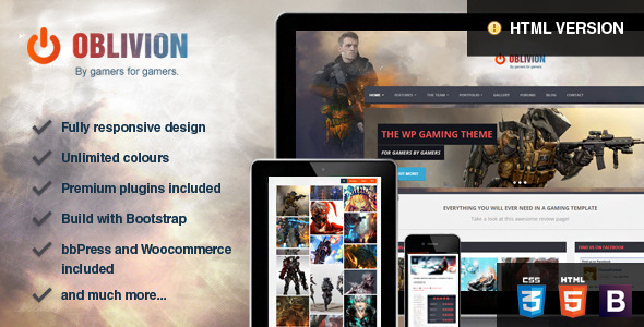  Oblivion - The Multi-Purpose Gaming Template - Technology Site Templates