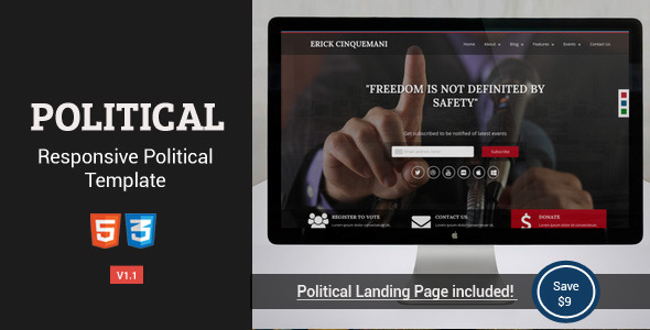 Political - Html5/Css3 Responsive Political Page - Political Nonprofit