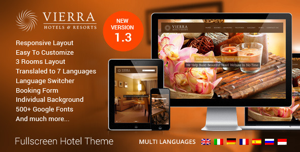Vierra - Responsive Hotel WordPress Theme - Travel Retail
