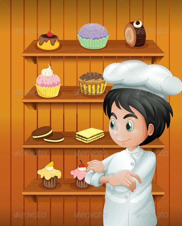 GraphicRiver A Chef in Front of the Baked Goodies 8071209