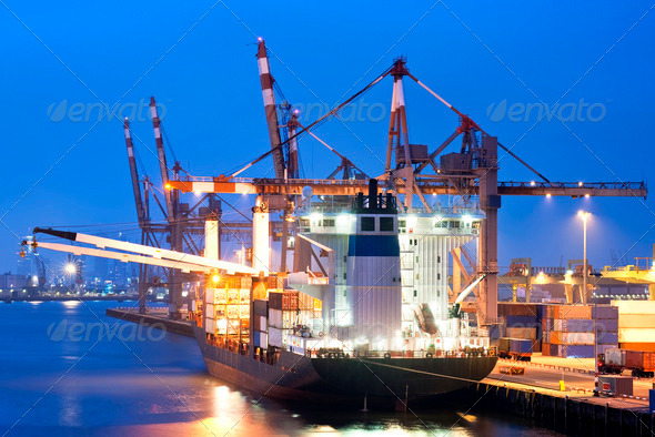 Docked Cargo ship